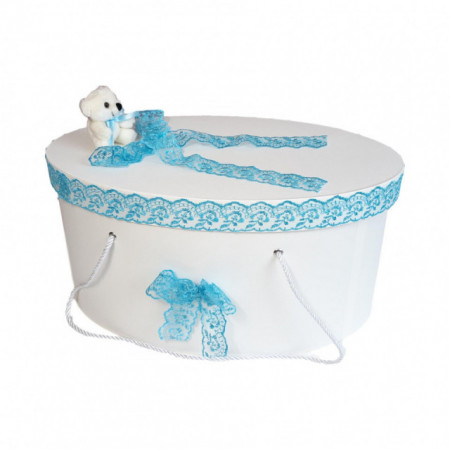 Set trusou botez si cutie trusou, Ursulet, dantela turcoaz, Denikos® 459 - Img 2