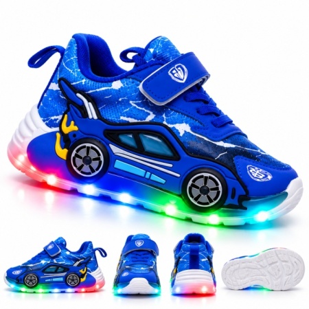 Adidasi cu luminite pentru baietei - Masinuta albastra Super LED - Img 3