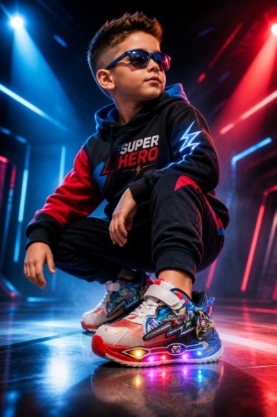 Adidasi Super Hero cu luminite pentru baieti - Img 4