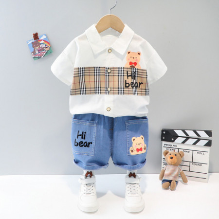 Costumas pentru baietei cu camasuta si blugi - Bear