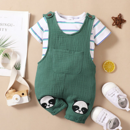Costumas pentru baietei cu salopeta - Panda