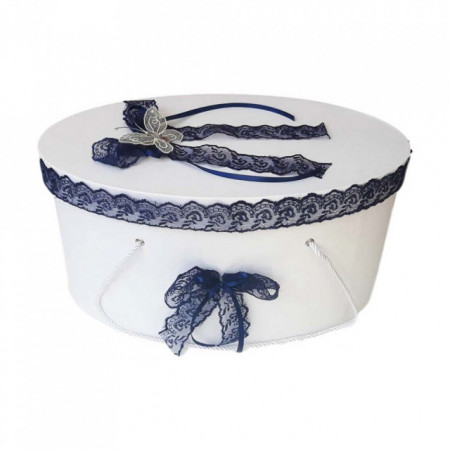 Cutie trusou botez dantela bleumarin si fluturas, Denikos® 380 - Img 2
