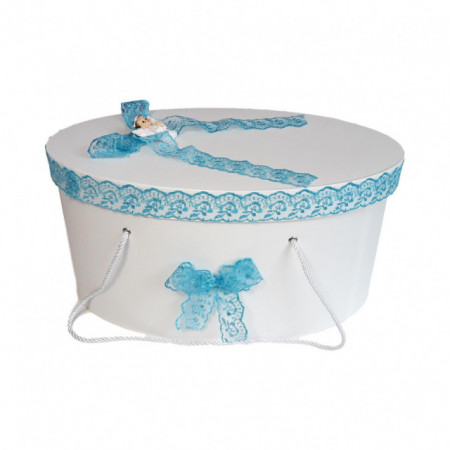 Cutie trusou botez dantela turcoaz si ingeras, Denikos® 180 - Img 2