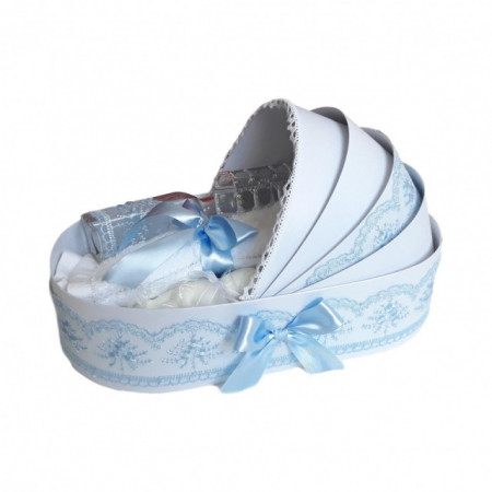 Lumanare botez glob iepuras pufos si trusou botez in landou, decor Bleu, Denikos® 765 - Img 2
