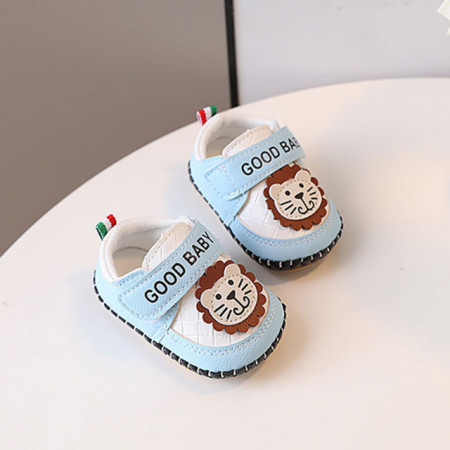 Pantofiori albi cu bleu pentru baietei - Lion - Img 3