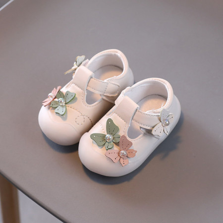 Pantofiori albi pentru fetite - Fluturasi