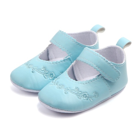 Pantofiori bleu cu broderii florale - Img 3