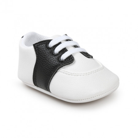 Pantofiori eleganti albi cu insertie neagra - Img 5