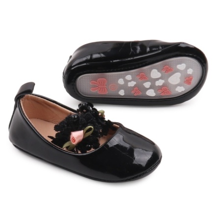Pantofiori eleganti negrii cu trandafirasi roz - Img 3