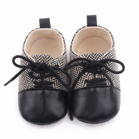 Pantofiori eleganti negru cu alb in zig zag - Img 5