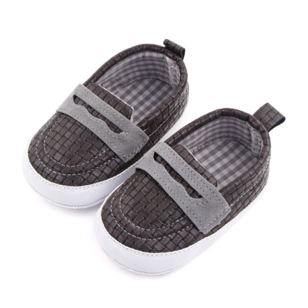 Pantofiori gri tip mocasini pentru bebelusi - Img 4