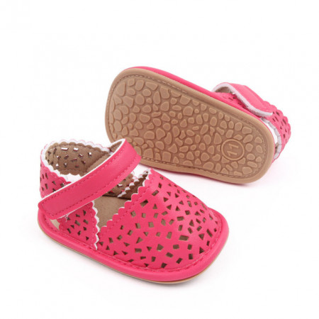 Pantofiori roz ciclamen decupati pentru fetite - Mottled