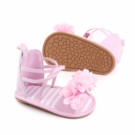 Sandalute roz cu floricele si barete