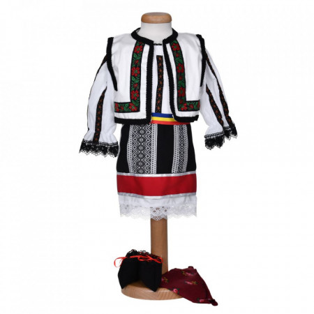 Set costum traditional fetita, trusou botez landou si lumanare, decor national, Denikos® C9283 - Img 2
