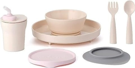 Set diversificare hrana bebelusi Miniware Little Foodie, 100% din materiale naturale biodegradabile, 6 piese, Vanilla+Cotton candy - Img 5