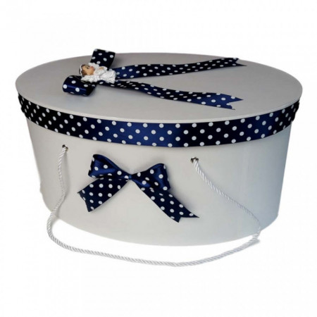 Set trusou botez si cutie trusou, Ingeras, fundita bleumarin cu buline, Denikos® 18 - Img 2
