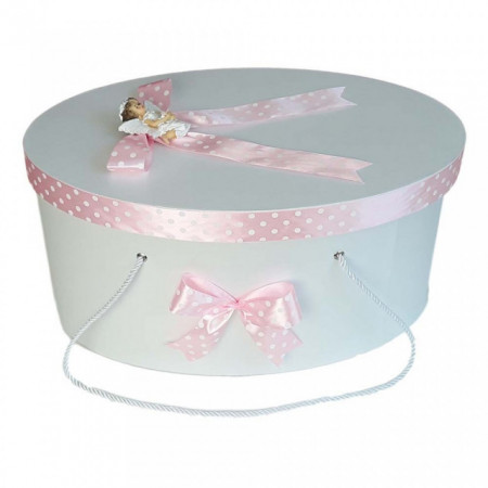 Set trusou botez si cutie trusou, Ingeras, fundita roz cu buline, Denikos® 21 - Img 2