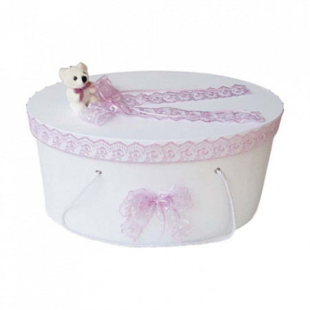 Set trusou botez si cutie trusou, Ursulet, dantela lila, Denikos® 462 - Img 2