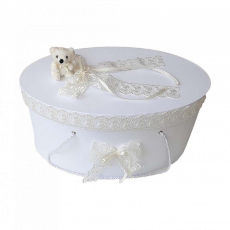 Set Ursuleti trusou botez, cutie trusou si lumanare, decor Ivoire, Denikos® 575 - Img 2