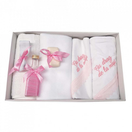Trusou botez cu mesaj si lumanare botez personalizata, decor roz, Denikos® 788 - Img 3