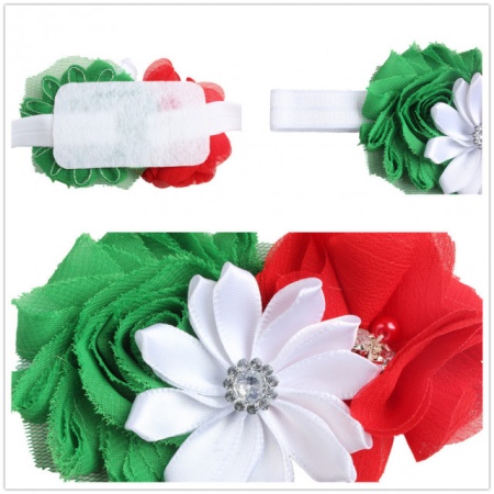 Bentita alba pentru fetite cu floricele si strasuri - Img 2