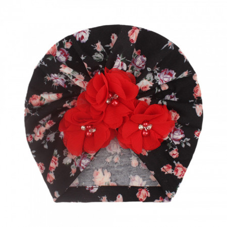 Caciulita tip turban cu floricele aplicate - Img 5