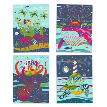 Joc creativ de razuit Fauna marina, Djeco - Img 4