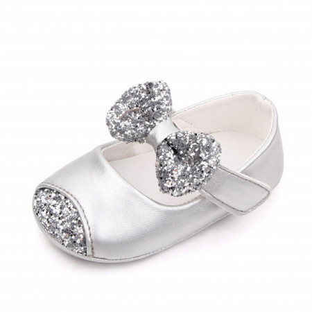 Pantofiori argintii cu sclipici pentru fetite