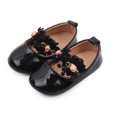 Pantofiori eleganti negrii cu trandafirasi roz - Img 4
