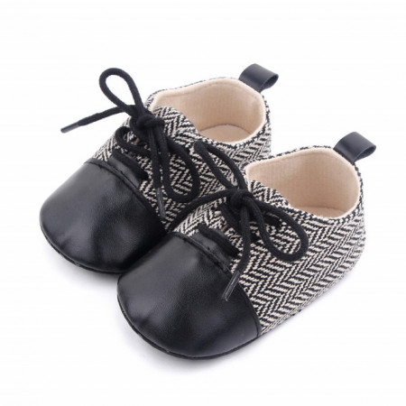 Pantofiori eleganti negru cu alb in zig zag - Img 6