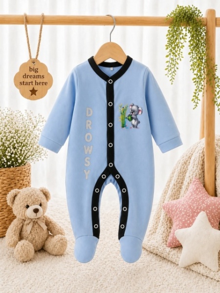 Salopeta bleu cu botosei pentru bebelusi, Koala - Img 2