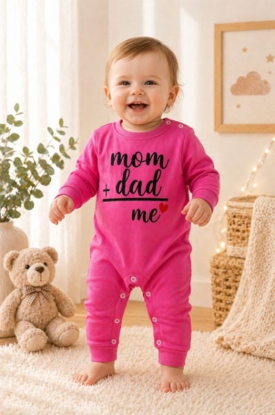 Salopeta roz ciclamen fara botosei pentru bebelusi, Mom&amp;Dad - Img 2