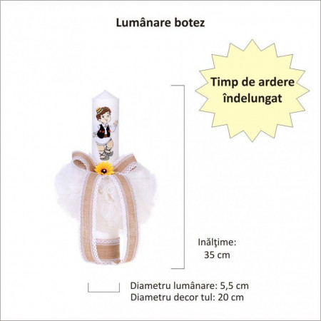 Set botez national baietel, trusou botez landou, lumanare si costum popular baiat, Denikos® 964 - Img 4