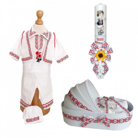 Set costumas popular, trusou si lumanare personalizata, decor traditional, Denikos® C9005