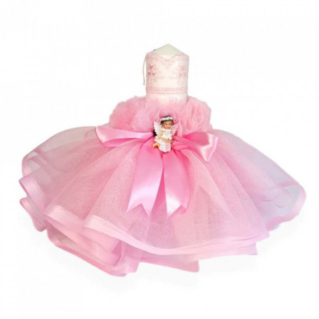 Set dantela trusou botez, cutie trusou si lumanare, Ingeras, decor roz, Denikos® 481 - Img 4