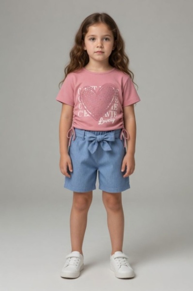 Set pentru fetite MINAMINOKIDS cu pantaloni scurti denim - Heart - Img 2
