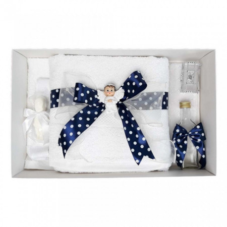 Set trusou botez si cutie trusou, Ingeras, fundita bleumarin cu buline, Denikos® 18 - Img 3