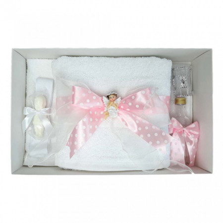 Set trusou botez si cutie trusou, Ingeras, fundita roz cu buline, Denikos® 21 - Img 3