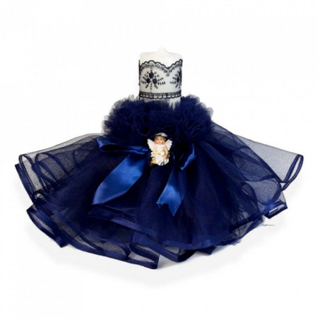 Trusou botez in landou si lumanare cu ingeras, decor bleumarin Denikos® 165 - Img 2