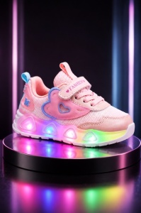 Adidasi sidefati cu luminite - Pink hearts - Img 6