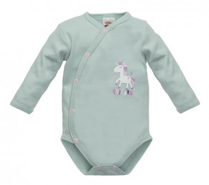 Body pentru bebe cu capse pe burtica - Colectia Unicorn Mint