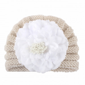 Caciulita crosetata tip turban cu floare aplicata - Img 2