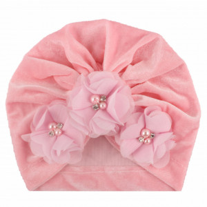 Caciulita tip turban din catifea cu flori aplicate - Img 5