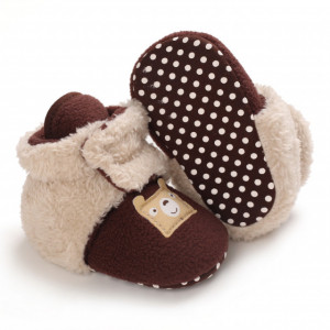 Cizmulite plusate crem cu visiniu pentru bebelusi - Teddy - Img 3