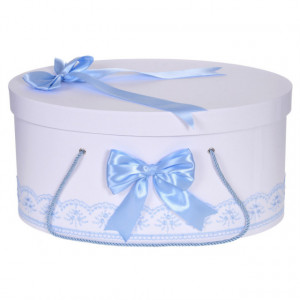 Cutie trusou botez dantela bleu si fundite asortate, Denikos® 815