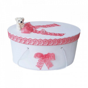 Cutie trusou botez dantela corai si ursulet, Denikos® 396 - Img 2