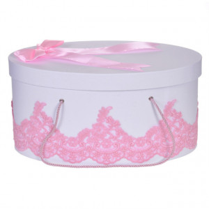 Cutie trusou botez dantela roz eleganta si o fundita asortata, Denikos® 825