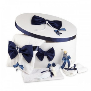 Cutie trusou decorata cu funde bleumarine NKTR006-C - Img 2