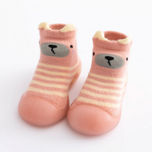 Mocasini cu talpa antiderapanta - Pink teddy