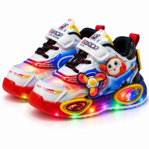 Pantofi sport cu lumini LED, Super Colour, Baieti, Piele ecologica, Multicolor - Img 2
